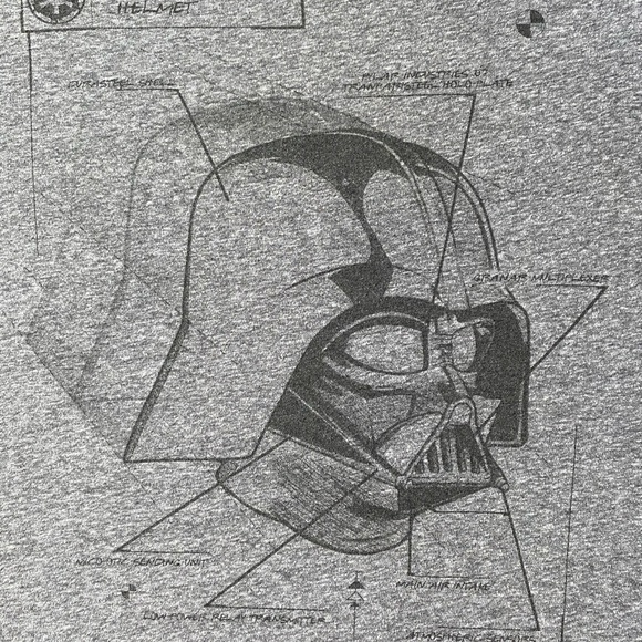 Star Wars branded Vader Helmet schematic T-shirt. - Picture 2 of 7